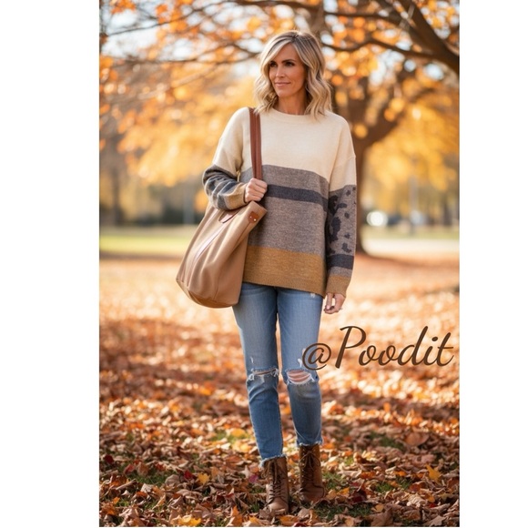 Mystree Sweaters - MYSTREE Color block fall sweater S M L